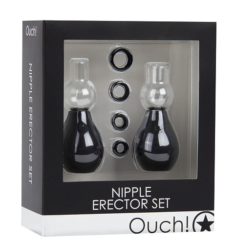 Чёрный набор для стимуляции груди Shots Media BV OU056BLK