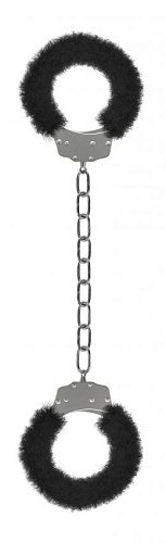 Кандалы с чёрным мехом Shots Media BV Furry Ankle Cuffs SHT363BLK