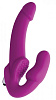 Ярко-розовый безремневой вибрострапон XR Brands Evoke Vibrating Strapless Silicone Strap-on Dildo AE826