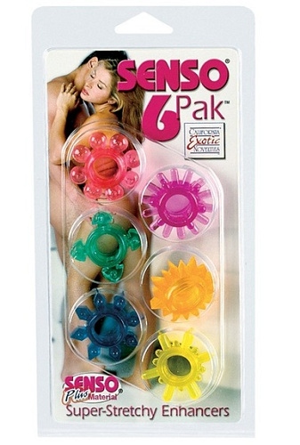 Набор из 6 разноцветных эрекционных колец California Exotic Novelties SENSO PAK SE-1432-00-2