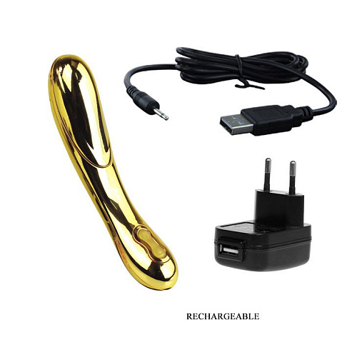 Премиум-вибромассажёр, покрытый золотом, с функцией нагрева Baile BI-014126 (12 см)