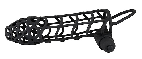 Чёрная закрытая насадка-сетка на пенис с вибрацией Orion Black Velvet 05822710000