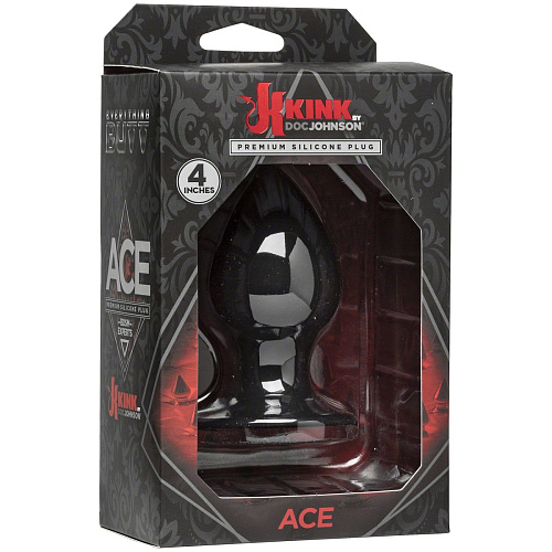 Чёрная анальная пробка Doc Johnson Kink Ace Silicone Plug 4 2401-15-BX (10,16 см)