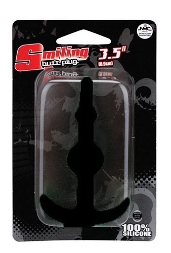 Чёрная анальная втулка NMC SMILING SILICONE BUTT PLUG BLACK 111592 (8,9 см)