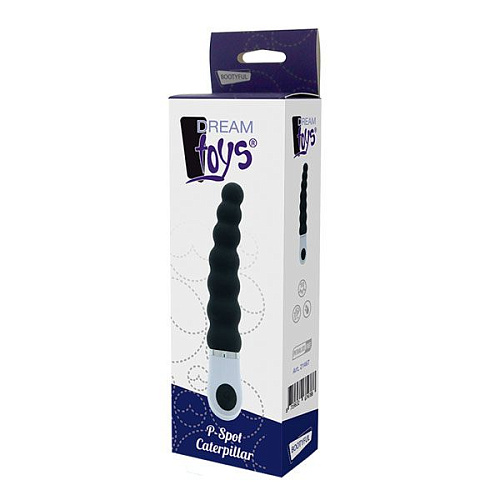 Чёрный ребристый вибратор Dream Toys P-SPOT CATERPILLAR 21467