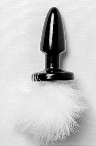 Чёрная пробка с белым хвостиком 4sexdreaM White Bunny 47001 (11 см)