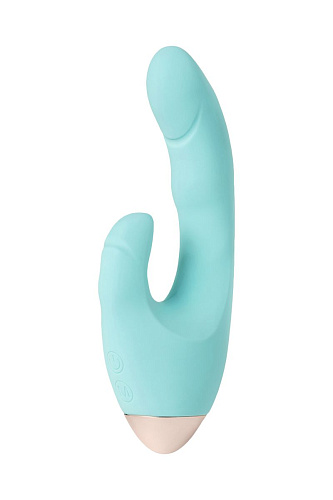 Голубой вибратор с клиторальным стимулятором ToyFa CRYSTAL 561017 (18,3 см)