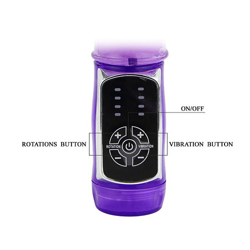 Фиолетовый ротатор с возвратно-поступательными движениями и клиторальным стимулятором Baile BW-037351-0603 (24 см)