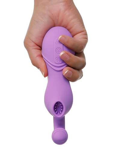 Сиреневый стимулятор с функцией вакуумной стимуляции и дополнительным вибрирующим отростком Pipedream Tease n  Please-Her PD4924-12