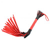 Красно-черная кожаная плётка БДСМ арсенал 54012 (51 см)