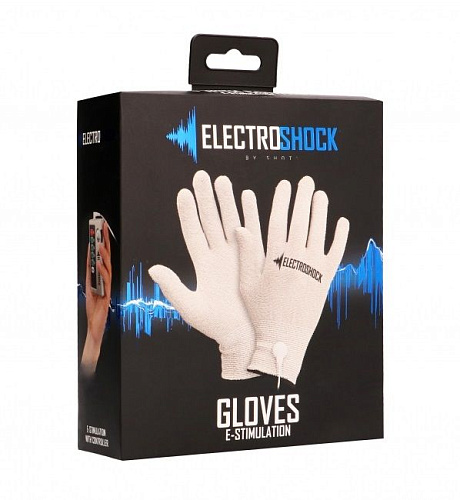 Бежевые перчатки с электростимуляцией Shots Media BV E-Stimulation Gloves ELC006GRY