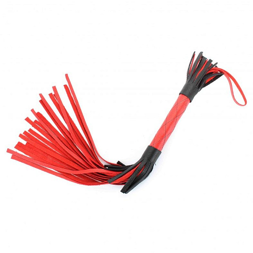 Красно-черная кожаная плётка БДСМ арсенал 54012 (51 см)