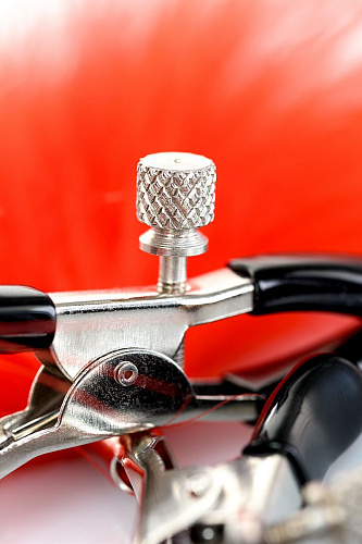 Зажимы для сосков с красным пухом ToyFa Theatre 705007