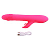 Розовый вибратор с клиторальным стимулятором Chisa Thrusting Rabbit CN-611041206 (25,3 см)