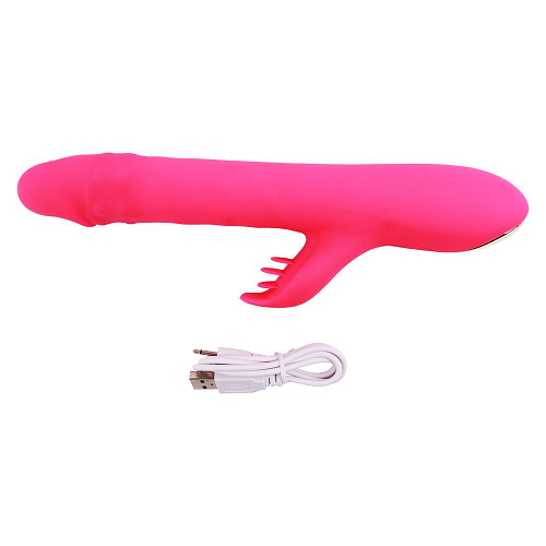 Розовый вибратор с клиторальным стимулятором Chisa Thrusting Rabbit CN-611041206 (25,3 см)