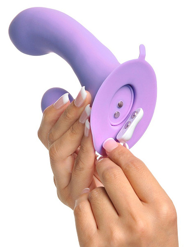 Сиреневый перезаряжаемый вибратор с клиторальным отростком Pipedream Duo Pleasure Wallbang-Her PD4938-12 (17,5 см)