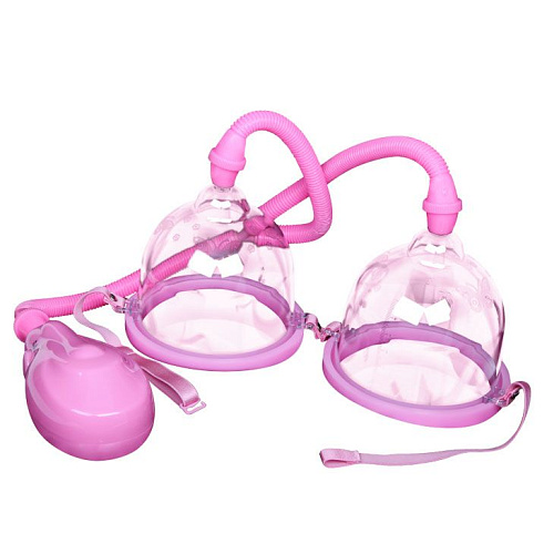Двойная вакуумная автоматическая помпа розового цвета для груди Baile BREAST ENLARGEMENT PUMP BI-014091-3