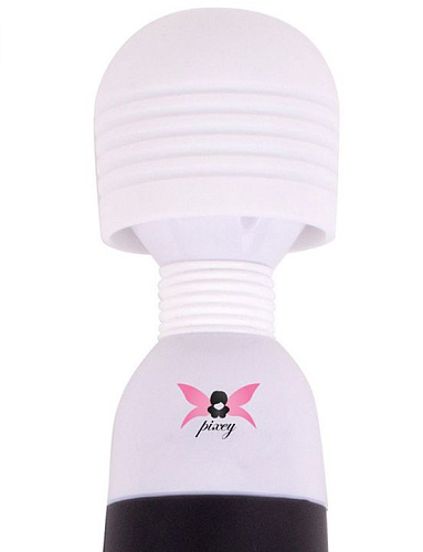 Бело-чёрный, работающий от сети вибромассажёр Pixey Black Edition Mini 122-F2200 (25 см)