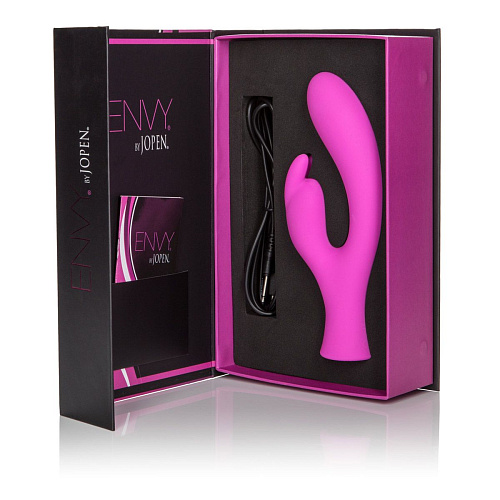 Перезаряжаемый розовый вибратор со стимулятором клитора Jopen Envy 7 JO-6001-10-3 (18,5 см)