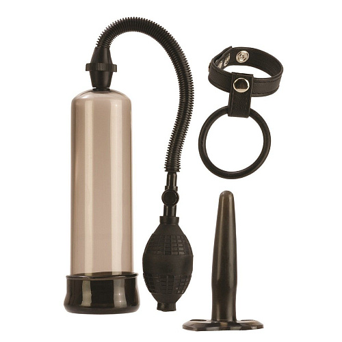 Дымчатая вакуумная помпа с плугом и кольцом California Exotic Novelties Rock Hard Pump Kit SE-1025-00-3