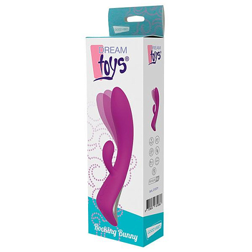 Фиолетовый вибратор с клиторальным отростком Dream Toys ROCKING BUNNY 21371