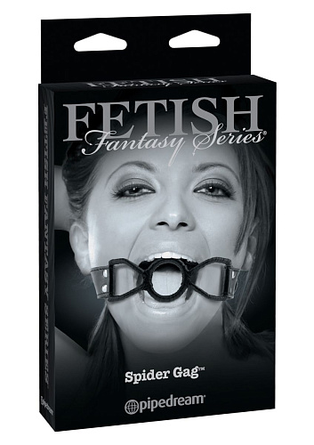Чёрный кляп с кольцом Pipedream SPIDER GAG PD4446-23