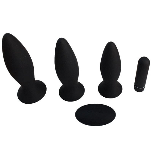 Набор из 3 чёрных анальных пробок с пультом ДУ RestArt Richie RA-330