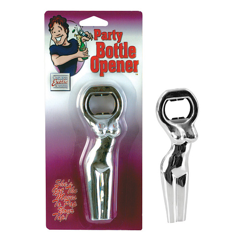 Открывалка для бутылок цвета серебра California Exotic Novelties Party Bottle Opener Female SE-2493-10-2
