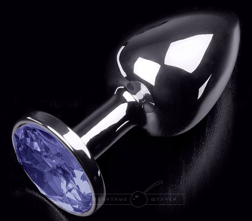 Серая анальная пробка с синим кристаллом Пикантные штучки DPSS252BLUE (7,5 см)