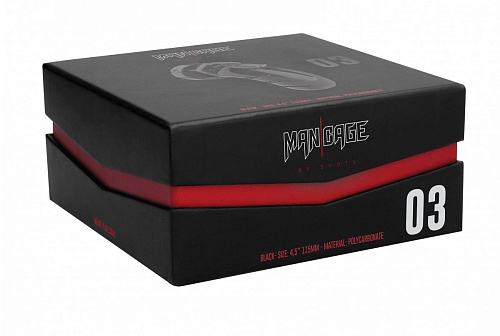 Чёрный мужской пояс верности Shots Media BV Model 03 Chastity 4.5 Cock Cage MCG003BLK