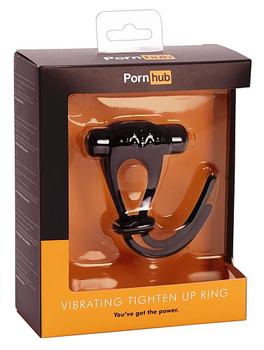 Вибролассо чёрного цвета для пениса Pornhub Vibrating Tighten Up Ring 94851