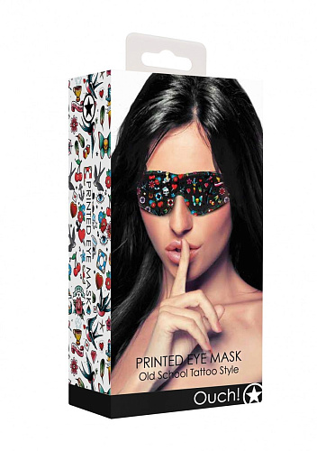Чёрная маска Shots Media BV Printed Eye Mask Old School Tattoo Style OU449BLK