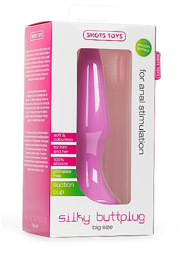 Розовая анальная пробка Shots Media BV Silky Buttplug Big SHT180PNK (16 см)