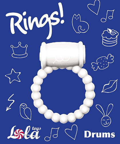 Белое эрекционное кольцо Lola toys Rings Drums 0114-50Lola