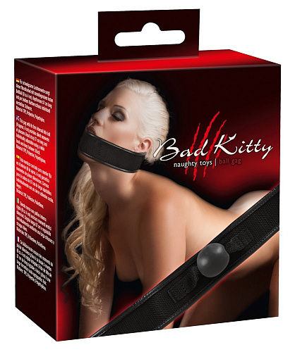 Чёрный кляп-шар на широком ремне Orion Bad Kitty 0523267