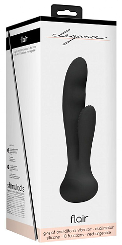 Чёрный вибратор Shots Media BV G-Spot and Clitoral Vibrator Flair ELE013BLK (17,5 см)