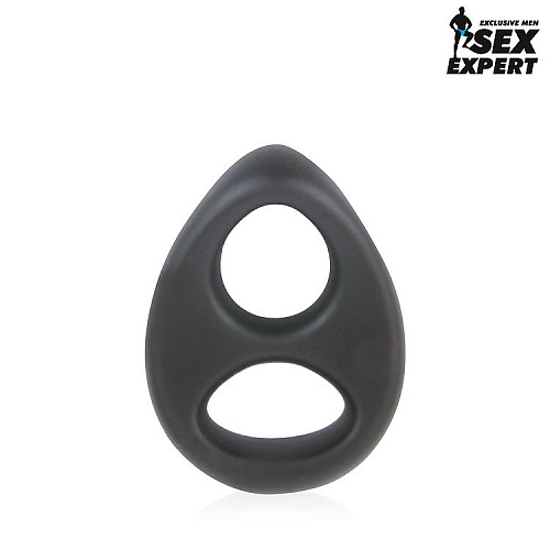 Чёрное силиконовое овальное эрекционное кольцо Bior toys Sex Expert SEM-55151