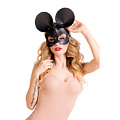 Чёрная кожаная маска с ушками ToyFa Micky 470027