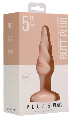 Телесная витая анальная пробка Shots Media BV Rounded 5 Inch PLU006FLE (12,7 см)