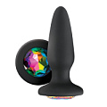 Чёрная силиконовая анальная пробка с радужным кристаллом NS Novelties Rainbow Gem NSN-0510-69 (10,4 см)