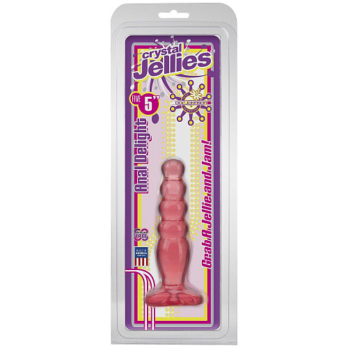 Розовая анальная пробка Doc Johnson Crystal Jellies 5 Anal Delight 0283-01-CD (14 см)