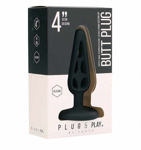 Чёрная анальная пробка Shots Media BV Butt Plug Hollow 1 4 Inch PLU007BLK (10 см)