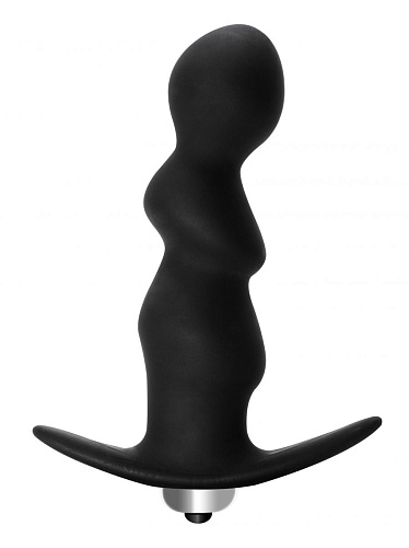 Чёрная анальная пробка с вибрацией Lola toys Spiral Anal Plug 5005-03lola (12 см)
