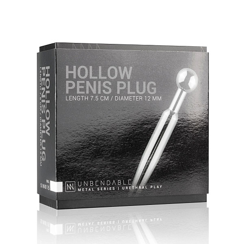 Серебристый уретральный стимулятор со съемным верхом EDC Wholesale Sinner Hollow Metal Penis Plug SIN015