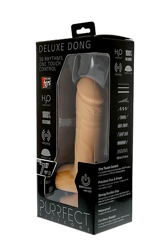 Вибратор-реалистик с кнопкой на стволе телесного цвета Dream Toys PURRFECT SILICONE DELUXE ONE TOUCH 7INCH 21056 (18 см)