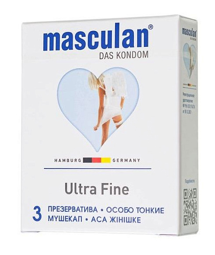 Ультратонкие, прозрачные презервативы с обильной смазкой Masculan Ultra 2 Fine №3 (3 шт)