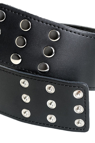 Чёрный кожаный ошейник с шипами ToyFa 703001