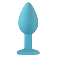Малая голубая анальная пробка с фиолетовым кристаллом Lola toys Emotions Cutie Small 4011-05Lola (7,5 см)