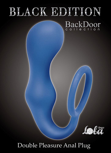 Синее эрекционное кольцо с анальной пробкой Lola toys Double Pleasure Anal Plug 4217-03Lola