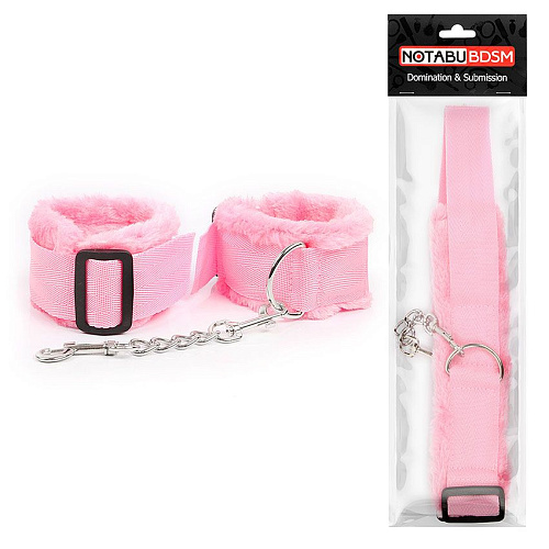 Розовые меховые поножи на регулируемых черных пряжках Bior toys NTB-80576